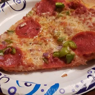 Pepperoni with green peppers and onions