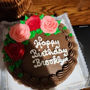 A gorgeous custom-made chocolate birthday cake. Moist and filling and reasonably priced!