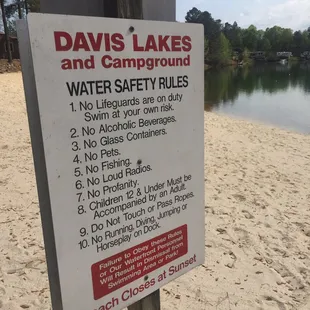 Swimming lake rules