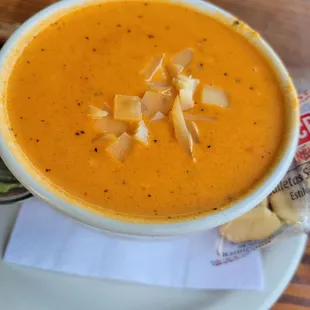 Roasted red pepper and gouda soup