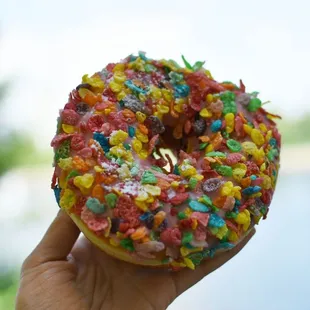 Fruity pebbles, quite the photogenic donut
