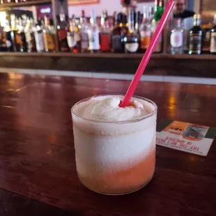 Frozen Coconut Pinapple Whip Rum Float.