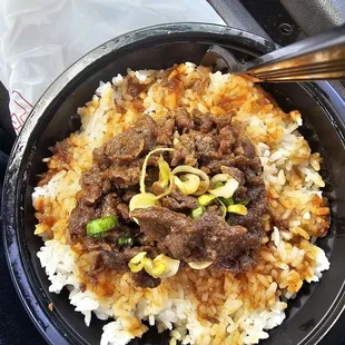 All rice, small portion of beef