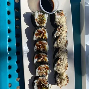 Crunch Roll and Eel Roll lunch happy hour special ($9)
