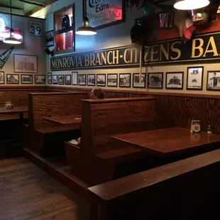 3 Booths to sit in, the 3rd corner booth is a huge family size affair