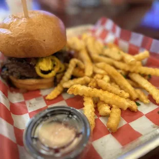 Poodle Burger with regular fries - $17