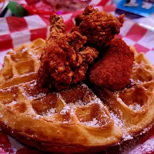 Hot chicken and waffles