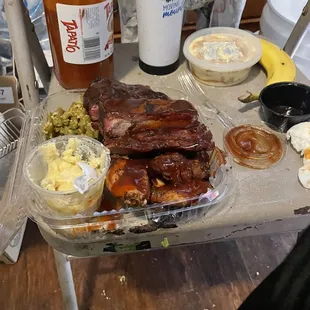 The delicious 3 way BBQ plate! Ribs, Tritip and chicken wings!!! Yes sir!!!