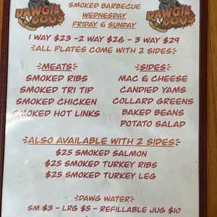 menu