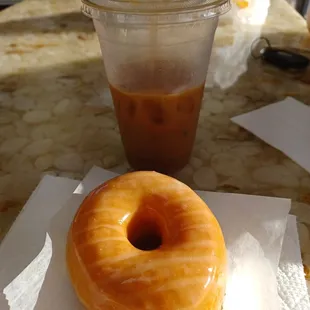 Glazed Donut &amp; Vietnamese Iced Coffee