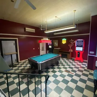Pool area with old bank vault