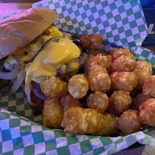 Bro Burger and tots