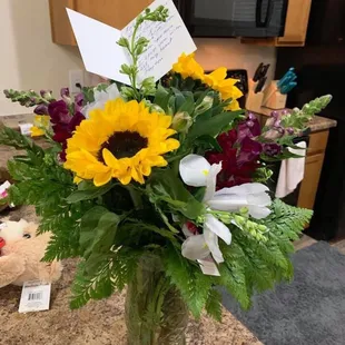 Wild Flower Arrangement with Sunflowers