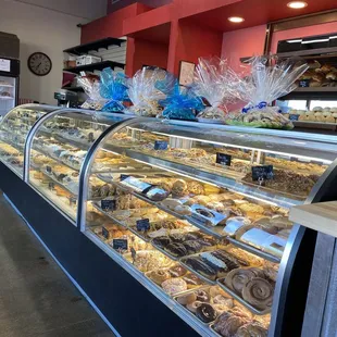 Donuts, cookies, danishes, muffins, cakes, eclairs