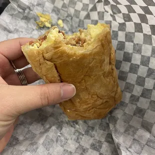 Croissant bacon breakfast sandwich