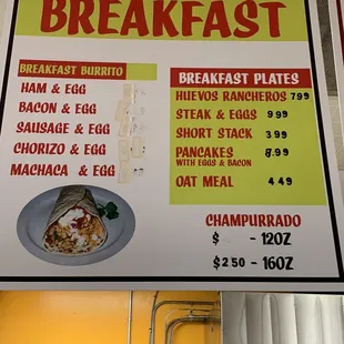 Breakfast Menu. Breakfast burritos are the BEST home style burritos