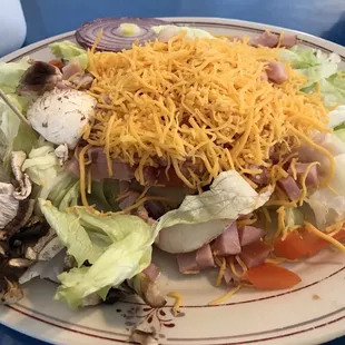 Chef Salad is half cheese and ham and I believe it&apos;s $7.