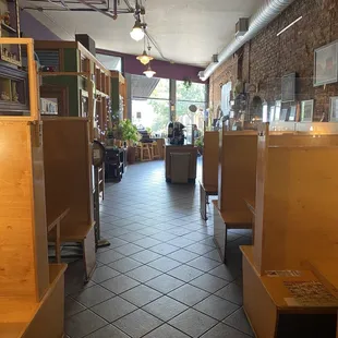 Benches in dining area