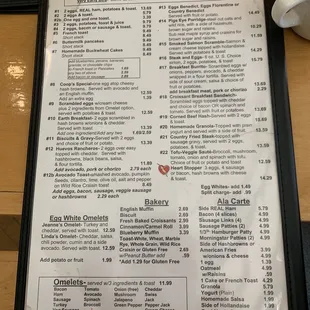 Breakfast menu