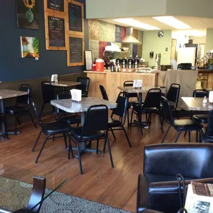 tables and chairs in a restaurant