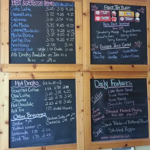Coffee menu