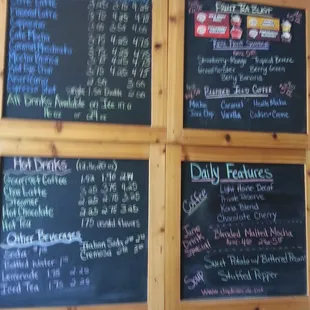 Coffee menu