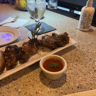 Wings with mango habanero sauce on the side