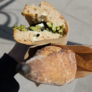 Baguette sandwich and seeded baguette
