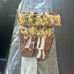 Milk chocolate crispy knafeh pistachio bar...super yummy!