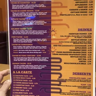Menu side 1 of 2