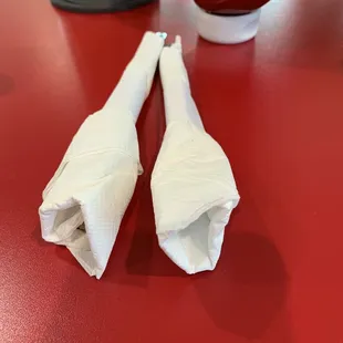 Nice that the silverware is COMPLETELY wrapped.