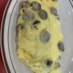 Sausage and cheddar cheese omelette