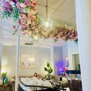 View from coffee bar to lounge area