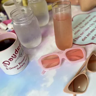 Coffee, mimosa, ice cool water