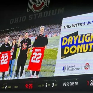 More than 100 thousand people attended OSU Home game and millions have watched the game. Keep up the good work Daylight Donuts!