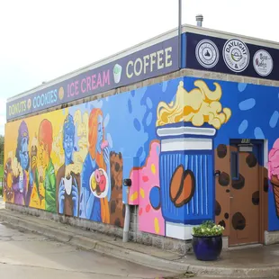 a colorful ice cream shop