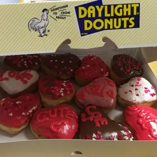 Heart shape donuts are available for valentines. @ Daylight Donuts Liberal, KS