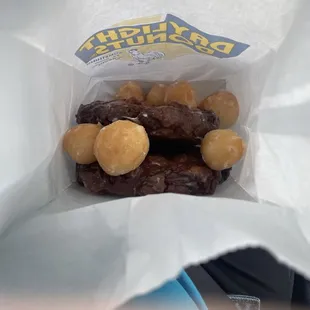 Apple fritters and donut holes.