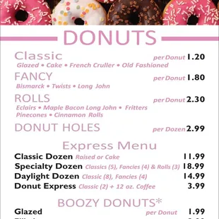 Menu1 - DONUTS, Made fresh, daily!!