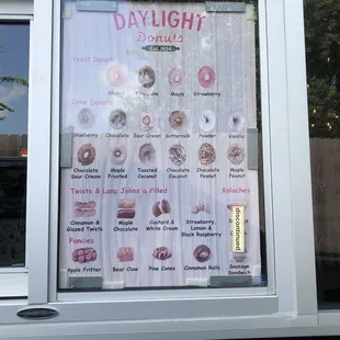 Drive-thru menu