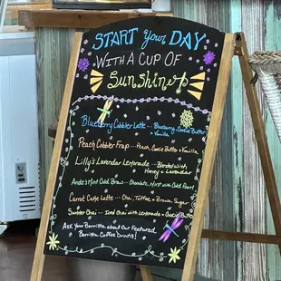 Lots of specialty drinks and coffees