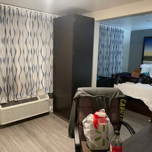 Super small floater, and nowhere to put clothes.