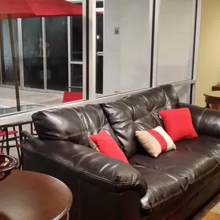 The lobby, just off from the indoor pool is a great meeting place and where you'll find coffee every morning.