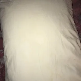 Another pillow absolutely covered in yellow stains (again no pillowcase)