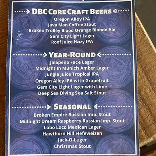 Some of their drinks June 2022