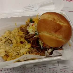 Hobo Sandwich Pork or chicken, pico de galo, coleslaw, and cheddar cheese. Mac and cheese is soft and flavored with black pepper and herbs.