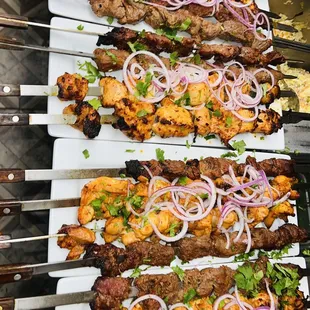 steak kebabs and  chicken keba
