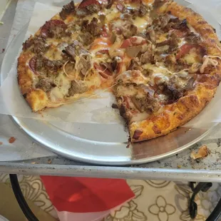 a half eaten pizza