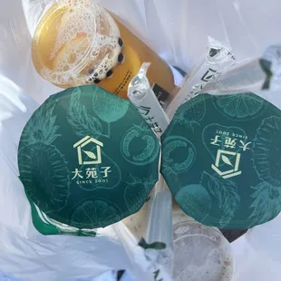 a bag of tea and a cup of tea