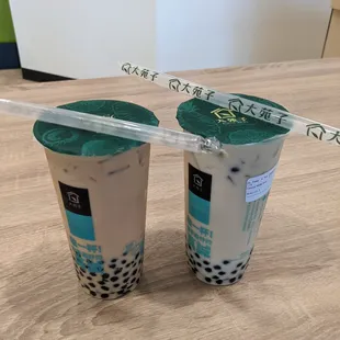 Boba Milk Tea and Green Milk Tea with boba